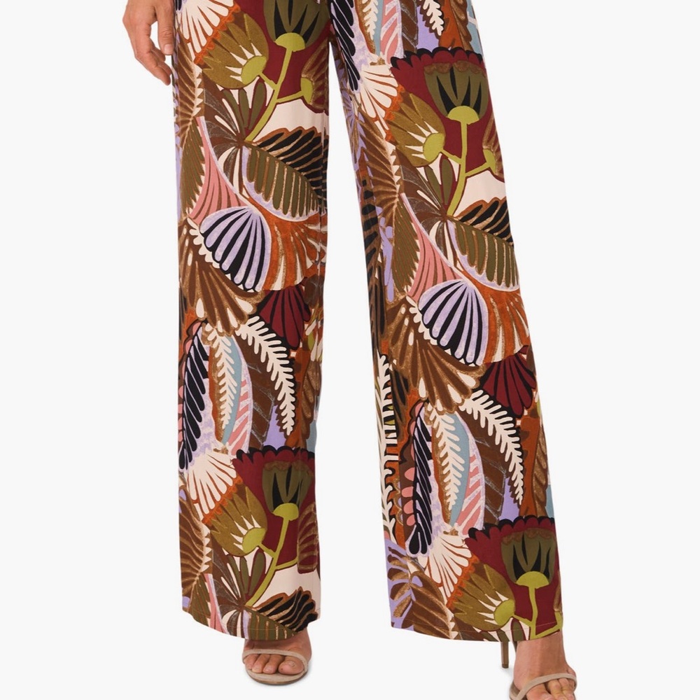 Halogen Multicolor Botanical Wide-Leg Pants